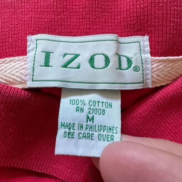 Izod Vintage 90s 80s Polo Shirt Essential Causal Style size Medium 100% Cotton - Picture 8 of 10